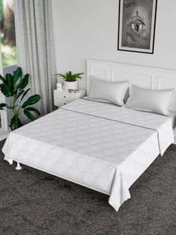 Kuber Industries - Microfiber Quilted Reversible Comforter for Summer & Winter White (One Size)