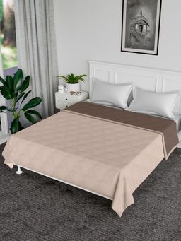 Kuber Industries - Microfiber Quilted Reversible Comforter for Summer & Winter Cream (One Size)