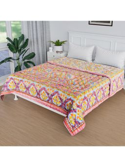 Kuber Industries - Cotton Single Bed Carry Flower Mul Blanket for winter Multi-Color (Single)