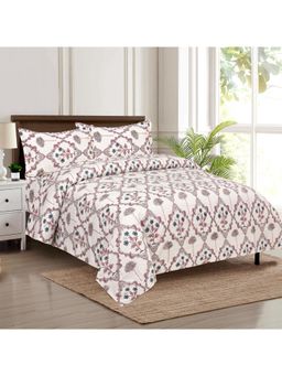 Kuber Industries - Flower Star Bedsheet with 2 Pillow Cover & Dohar Combo Pink (Double)