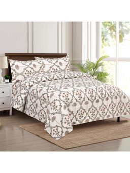 Kuber Industries - Flower Star Bedsheet with 2 Pillow Cover & Dohar Combo Brown (Double)