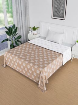 Kuber Industries - White Tree Cotton Reversible Single Bed Dohar for All-Season Brown (Single)