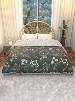 Kuber Industries - 220 GSM Reversible Comforter for Bed Leaf Print-Green (Double)