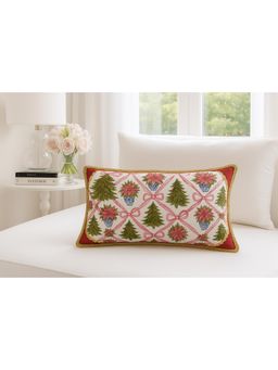 THROW PILLOW - Luxury Printed Red Gold Sequin Trim Cushion Cover (One Size)