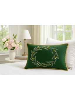 THROW PILLOW - Emerald Green Golden Sequence Cushion Cover (One Size)