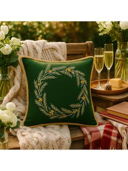 THROW PILLOW - Emerald Green Golden Sequence Christmas Cushion Cover (One Size)