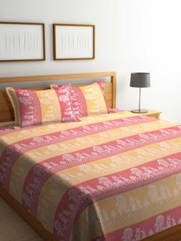 FABINALIV - Multi-Color Cartoon Design Handwoven Bedcover with 2 Pillow Covers (King)