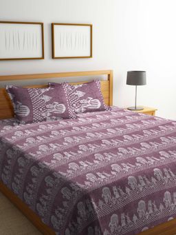 FABINALIV - Purple Cartoon Design Handwoven Bedcover with 2 Pillow Covers (King)