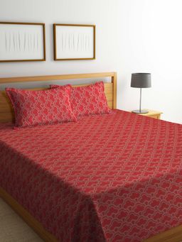 FABINALIV - Red Handwoven Bedcover with 2 Pillow Covers (King)