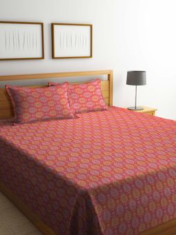 FABINALIV - Multi-Color Ethnic Handwoven Bedcover with 2 Pillow Covers (King)