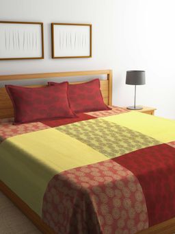 FABINALIV - Multi-Color Floral Handwoven Bedcover with 2 Pillow Covers (King)