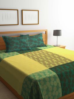 FABINALIV - Multi-Color Floral Handwoven Bedcover with 2 Pillow Covers (King)