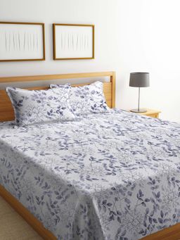 FABINALIV - Multi-Color Floral Cotton Blend Quilted Bedcover with 2 Pillow Covers (King)