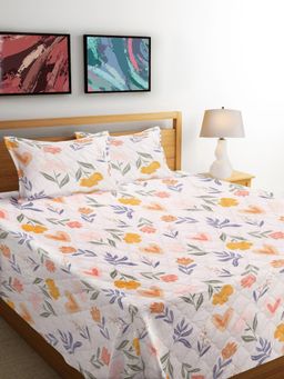 FABINALIV - Multi-Color Blend Reversible Quilted Bedcover with 2 Pillow Covers (King)