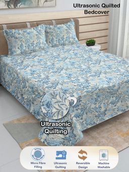 FABINALIV - Blend Ultrasonic Quilted Reversible Bedcover with 2 Quilted Pillow Covers (King)
