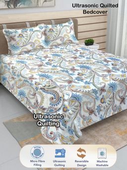 FABINALIV - Blend Ultrasonic Quilted Reversible Bedcover with 2 Quilted Pillow Covers (King)