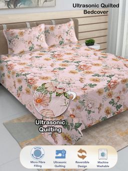 FABINALIV - Blend Ultrasonic Quilted Reversible Bedcover with 2 Quilted Pillow Covers (King)