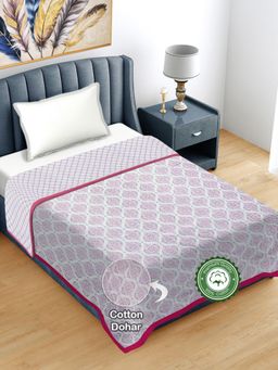 FABINALIV - Pink Ethnic Reversible 300 GSM Bed Dohar (Single)