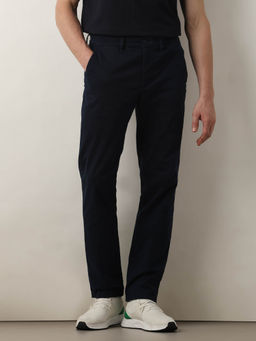 Selected - Navy Blue Mid Rise Straight Fit Chinos