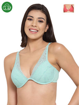 Inner Sense - Organic Cotton Antimicrobal Laced Cushioned Underwired Bra-Pack Of 2-MultiColor