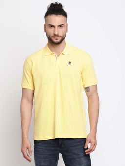 Cantabil - Men's Yellow Half Sleeves Collared T-shirt