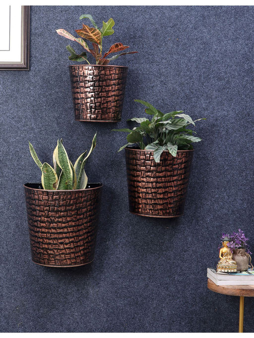 Amaya Decors Copper & Black Hammered Wall Planter Set of 3