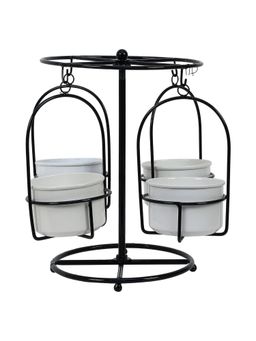 Amaya Decors - Detachable Revolving Merry Go Round Black & White Planter Stand