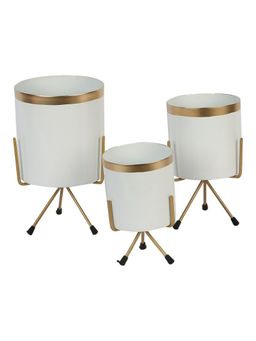 Amaya Decors - White & Gold Metal Votive Planter Set of 3