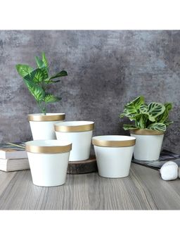 Amaya Decors - White & Gold Pot Planter Set of 5