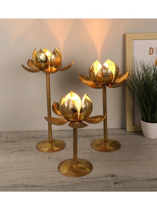 Amaya Decors Detachable Lotus Tealight Holder Set of 3