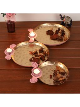 Amaya Decors - Pink Flower Decorative Platter Set of 3