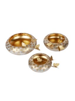 Amaya Decors - White & Gold Tyre Decorative Platter Set of 3