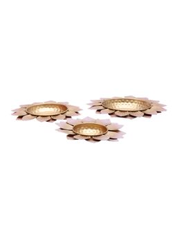 Amaya Decors - Hammered Baby Pink Flower Decorative Platter Set of 3