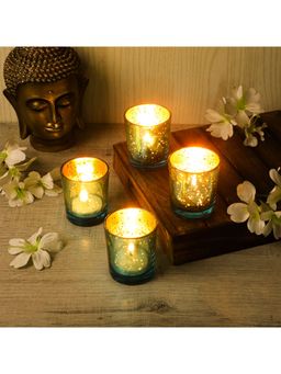Amaya Decors - Turquoise Glass Votive Set of 4