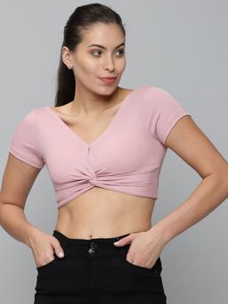SHOWOFF - Womens V-neck Mauve Fitted Regular Top