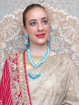 Odette - Aqua Blue Beads and Pearls Necklace (Set of 2)