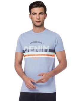 Jack & Jones - Men Printed Blue T-shirt