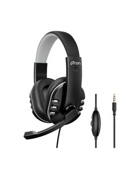 pTron - Soundster Arcade Over-ear Wired Headphones with Stereo Audio, Adjustable Mic (Black)