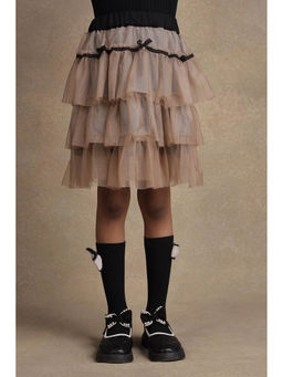 One Friday - Girls Beige Solid Skirt