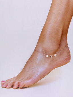 Kai Jewel - Sterling Silver Rose Gold Pearly Delight Anklet