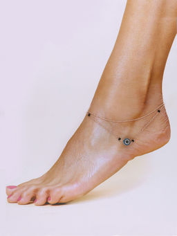 Kai Jewel - Sterling Silver Rose Gold Trendy Evil Eye Anklet