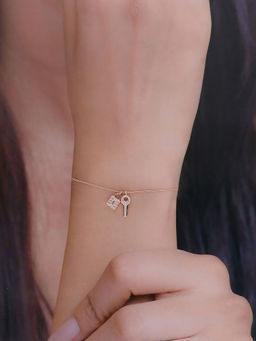 Kai Jewel - Sterling Silver Rose Gold Lock & Key Charm Bracelet