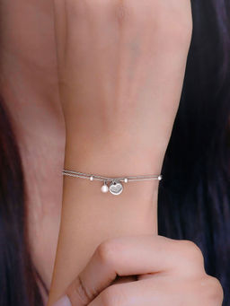 Kai Jewel - Sterling Silver Hearts & Pearl Charm Bracelet