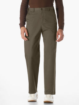 Jack & Jones - Brown Cotton Blend Straight Fit Trouser
