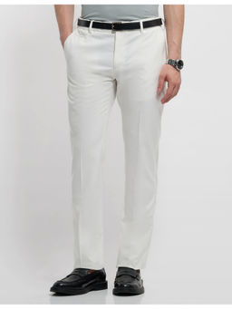 Arrow Newyork - Men White Textured Hudson Tailored Fit Trousers