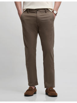 Arrow Sports - Men Brown Hudson Tailored Regular Fit Twill Trousers