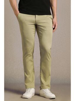 Louis Philippe - Men Light Olive Textured Flat Front Casual Trouser