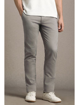 Louis Philippe - Men Grey Solid Flat Front Casual Trouser