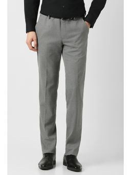 Peter England - Men Grey Textured Trouser