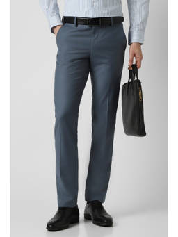 Peter England - Men Blue Solid Formal Trouser